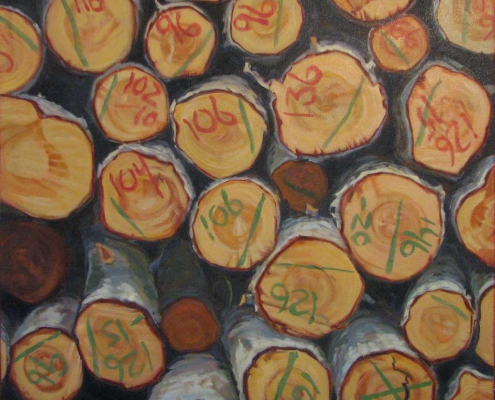 Scaled Logs in Dexter, ME by Judy Rader